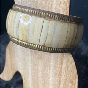 Brass beige cuff bangle